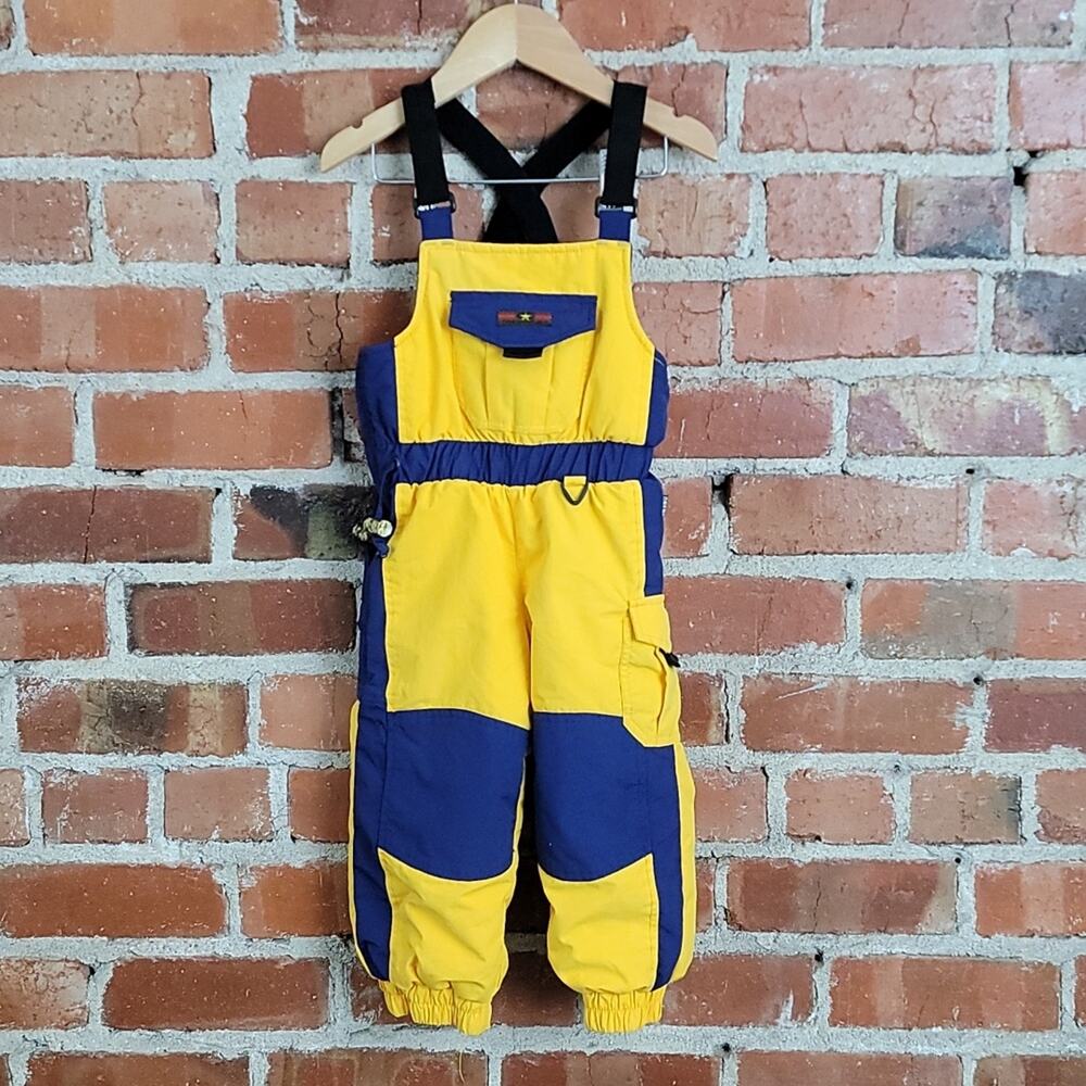 Obermeyer toddler‎ child blue and yellow ski bib overalls 2